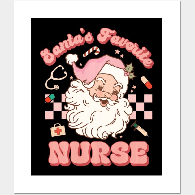 Santa's Favorite Nurse Christmas RN ER ICU Wall Art by rivkazachariah